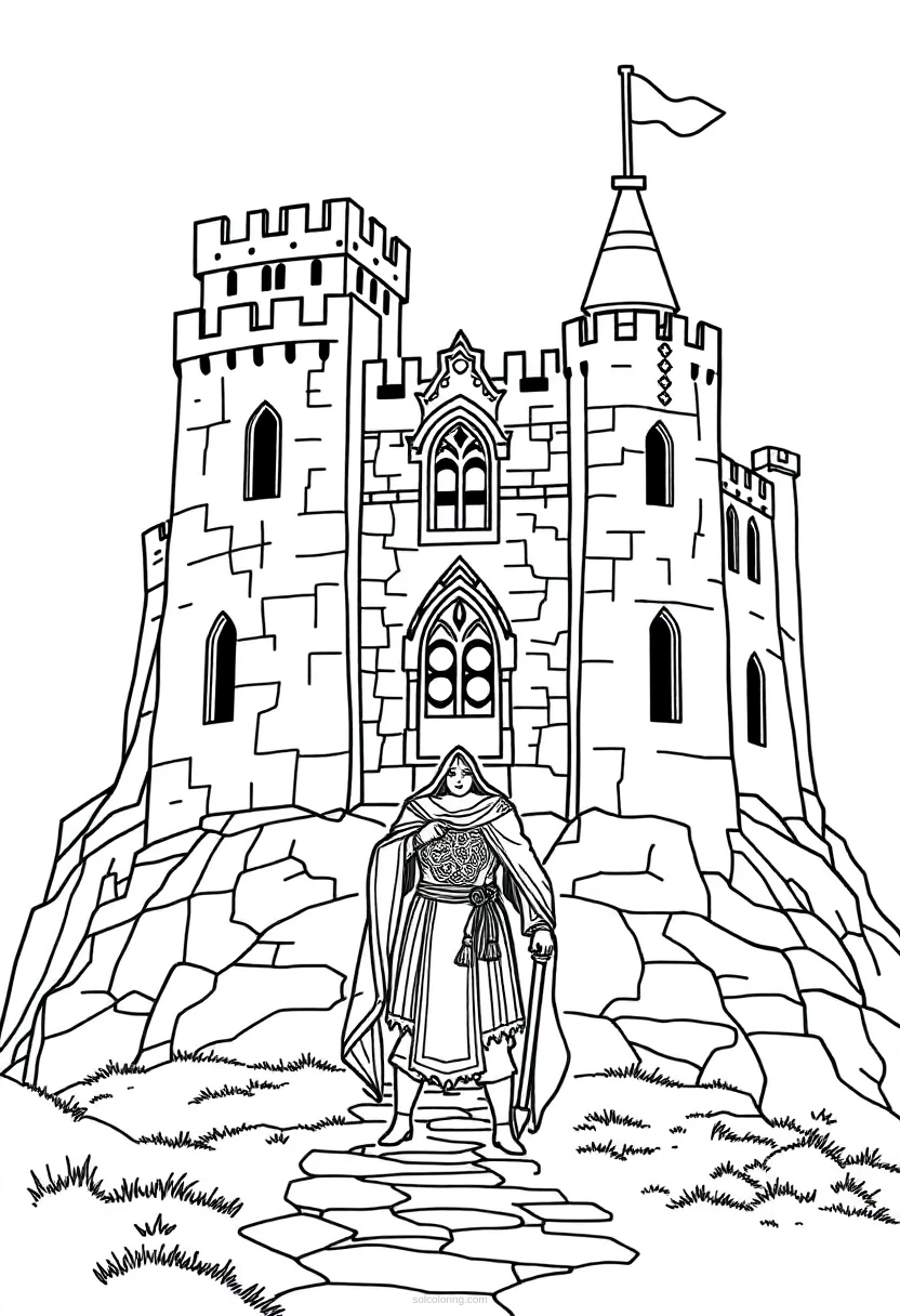 Celtic Castle coloring page for kids