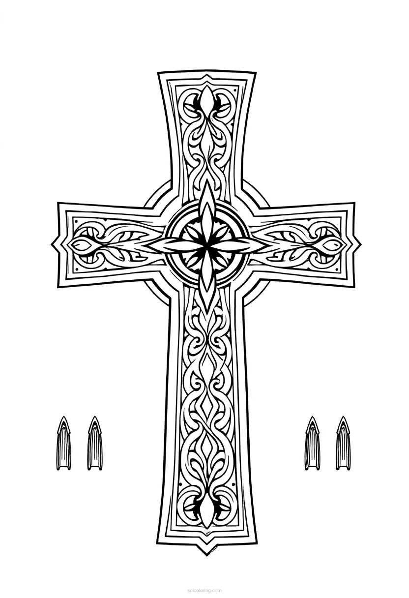 Celtic Cross coloring page for kids