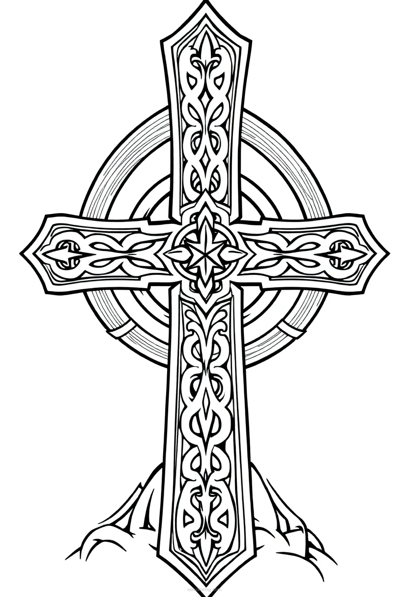 Celtic Cross coloring page for kids