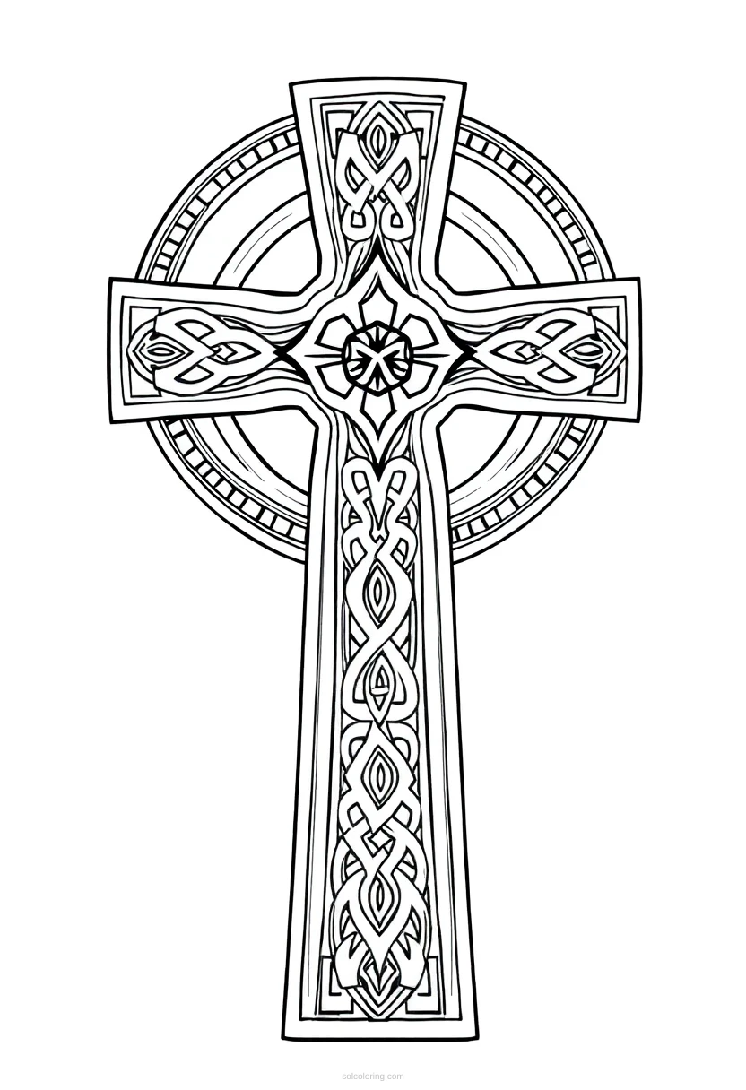 Celtic Cross coloring page for kids