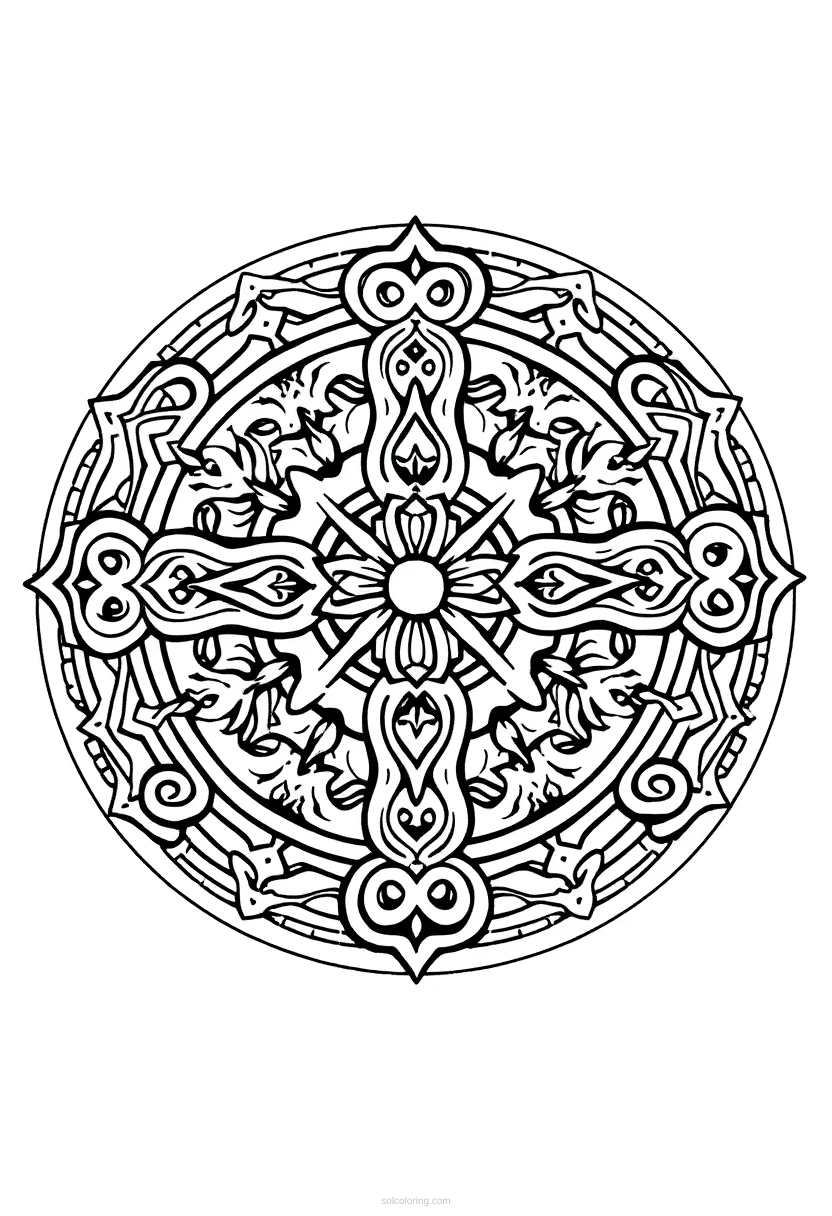Celtic Cross Spiritual Pattern coloring page for kids