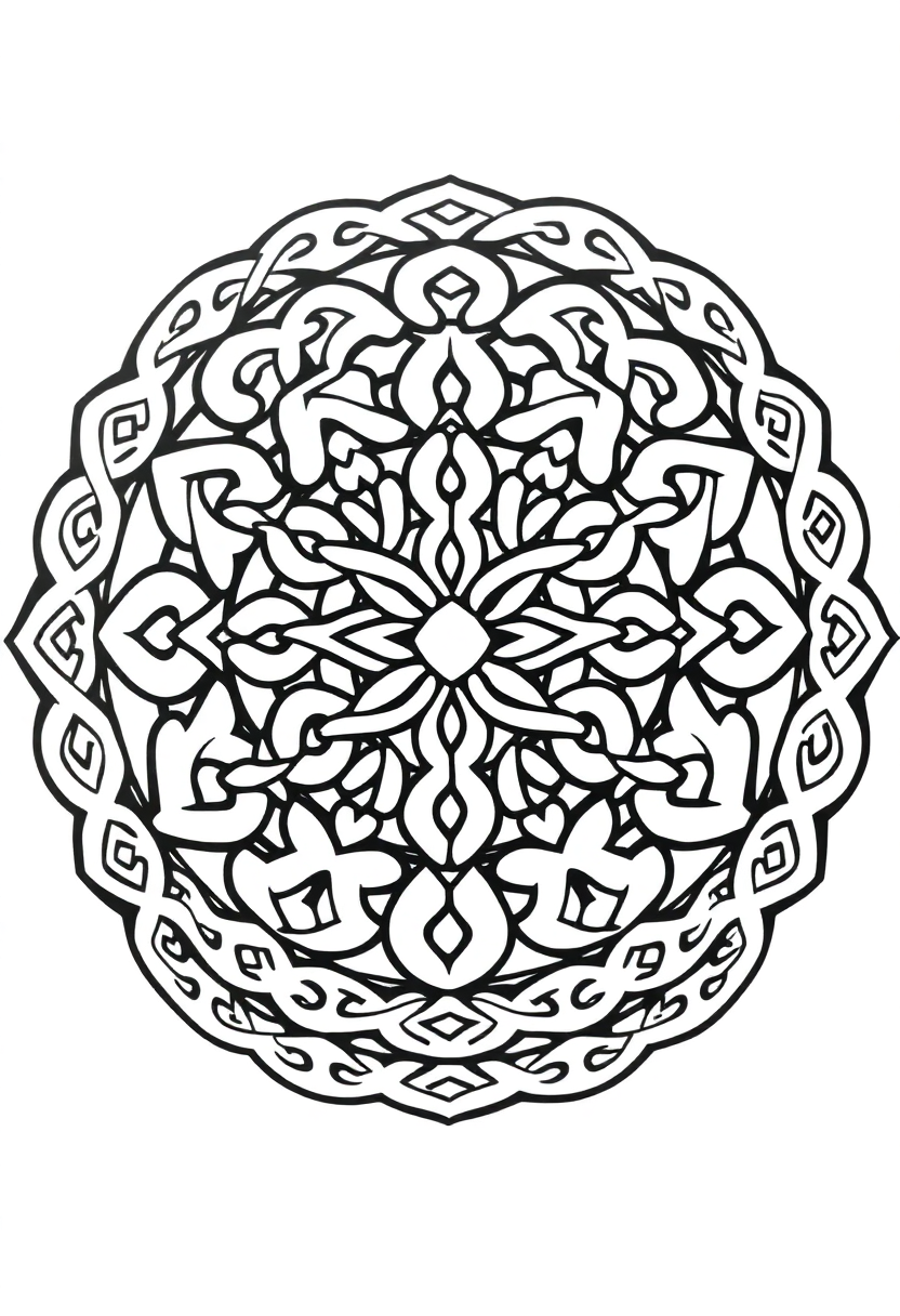 Celtic Knot Mandala coloring page for kids