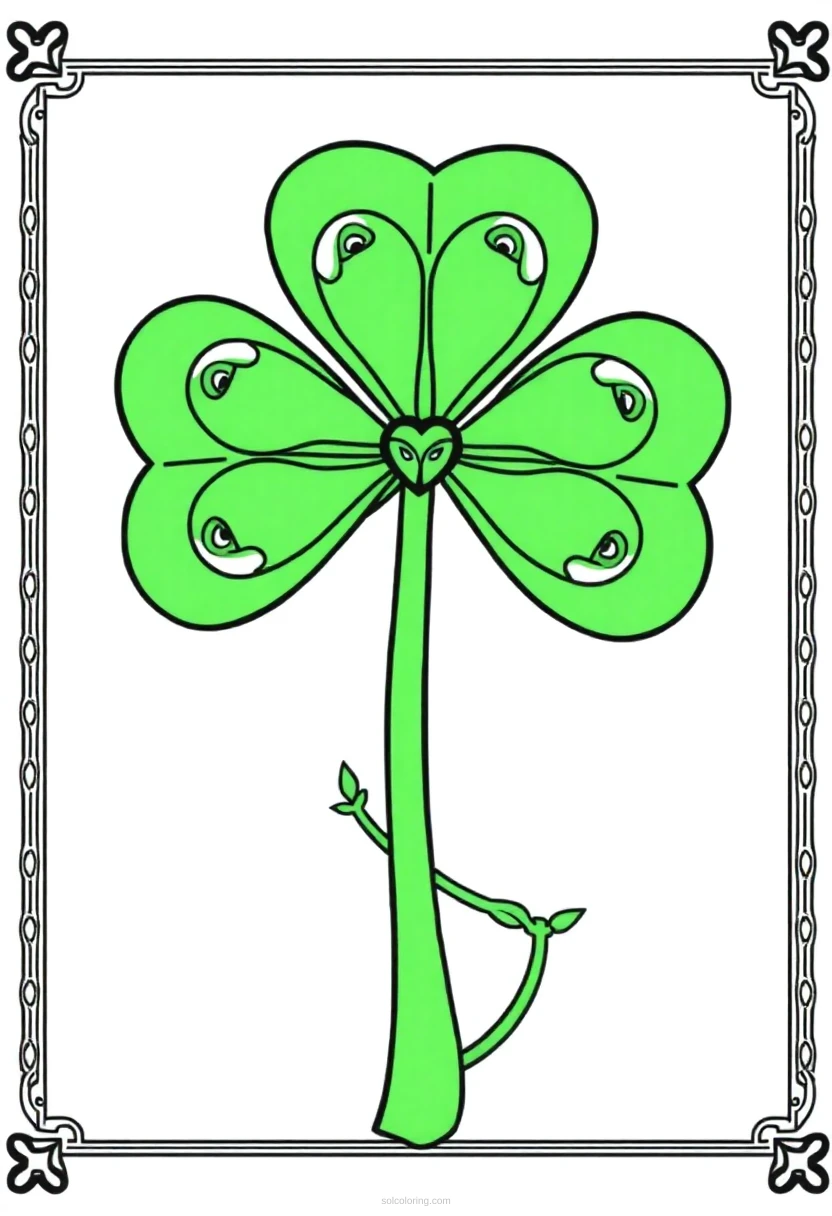 Celtic Shamrock and Clover coloring page for kids