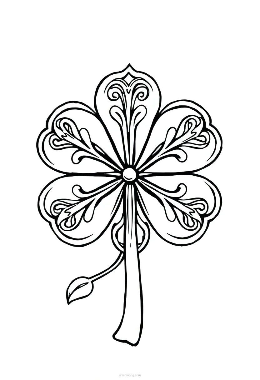Celtic Shamrock and Clover coloring page for kids
