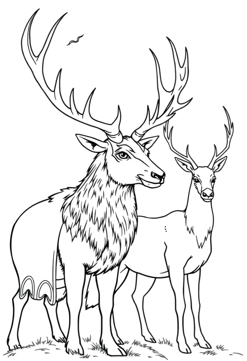 Celtic Stag And Deer coloring pages