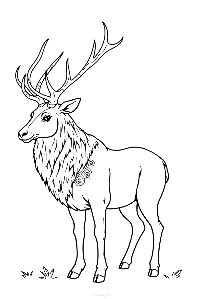 Celtic Stag and Deer coloring page for kids