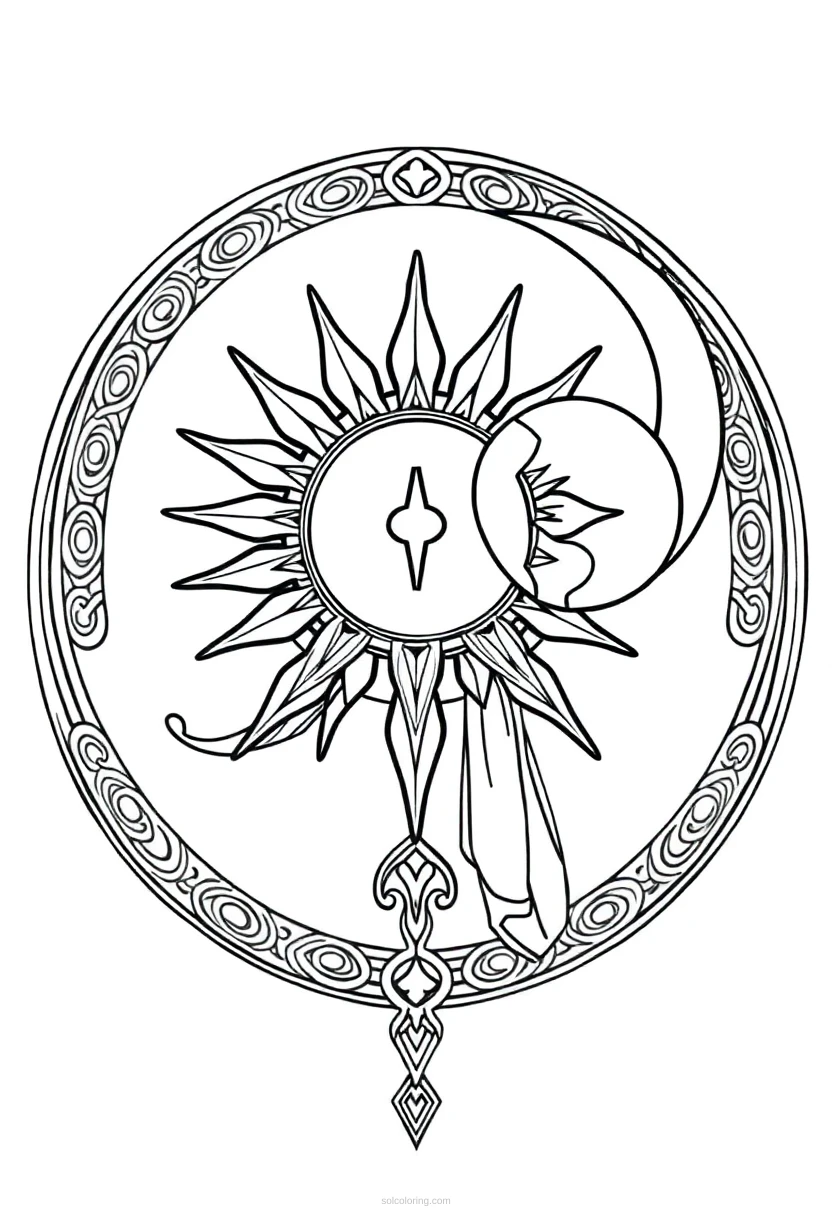 Celtic Sun and Moon Symbols coloring page for kids