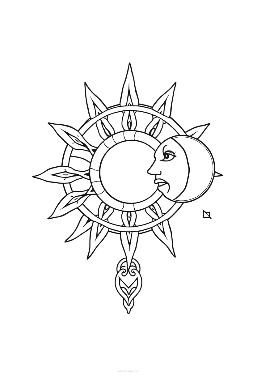 Celtic Sun and Moon Symbols coloring page for kids