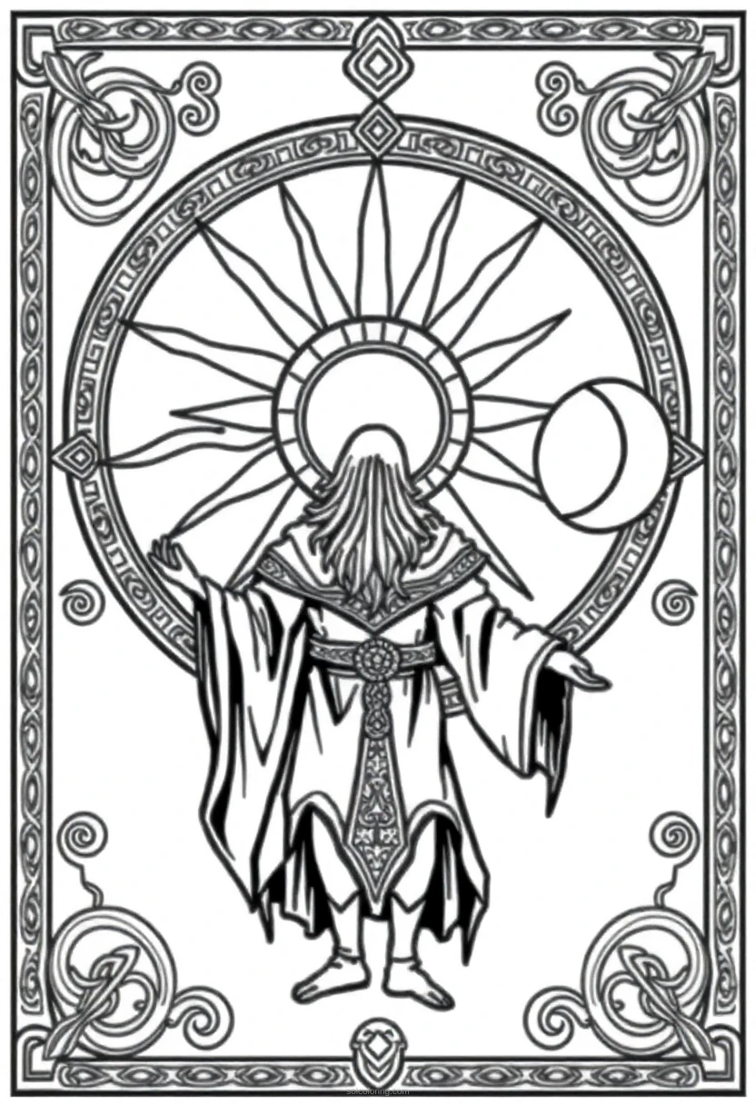Celtic Sun and Moon Symbols coloring page for kids