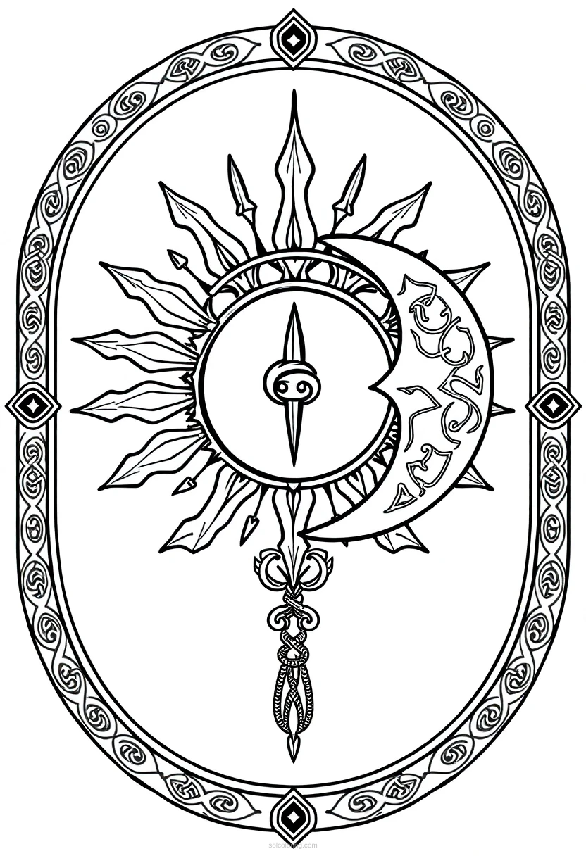 Celtic Sun And Moon Symbols coloring pages