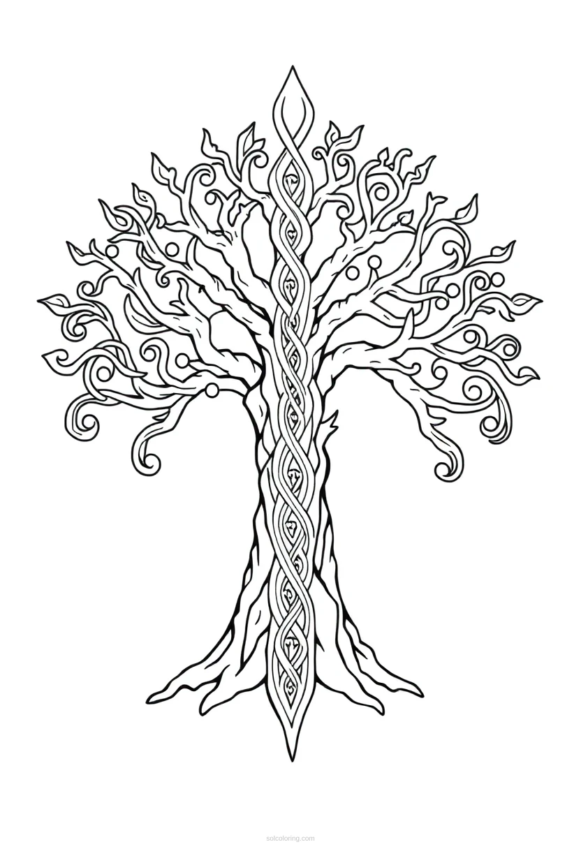 Celtic Tree of Life coloring page for kids