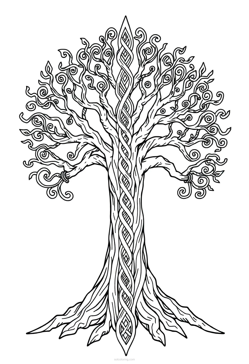Celtic Tree of Life coloring page for kids