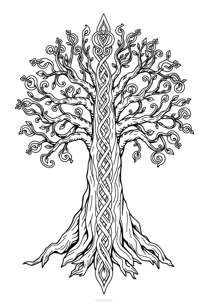 Celtic Tree of Life coloring page for kids