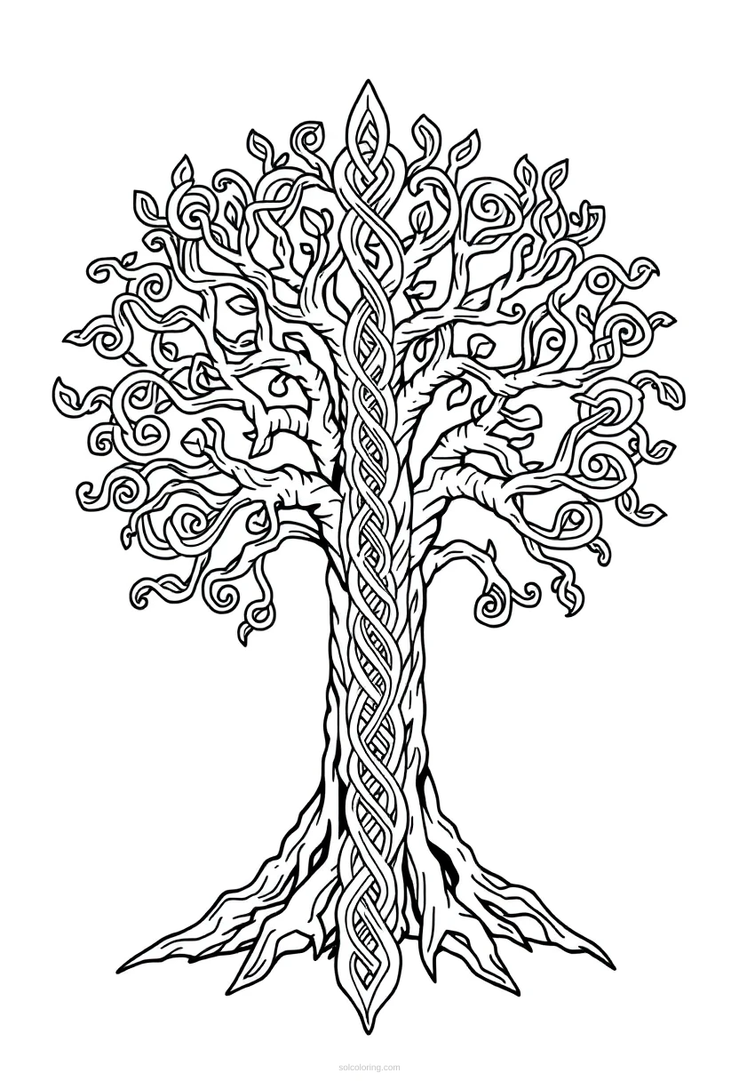 Celtic Tree of Life coloring page for kids