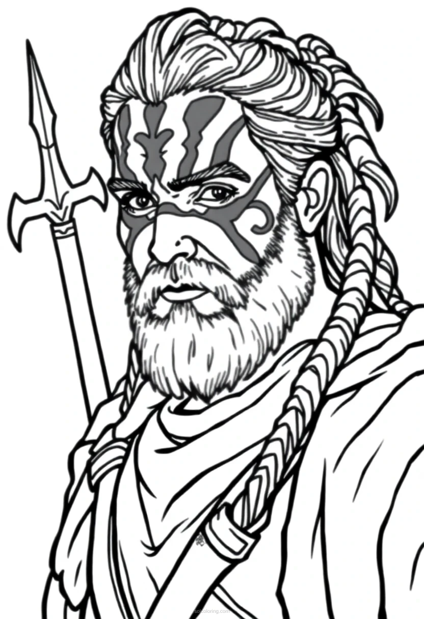 Celtic Warrior with War Paint coloring page for kids
