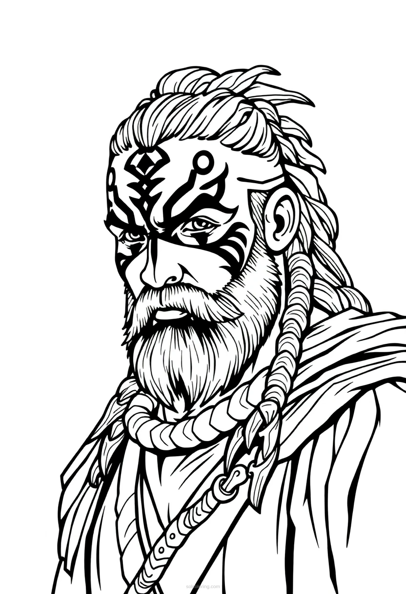 Celtic Warrior with War Paint coloring page for kids