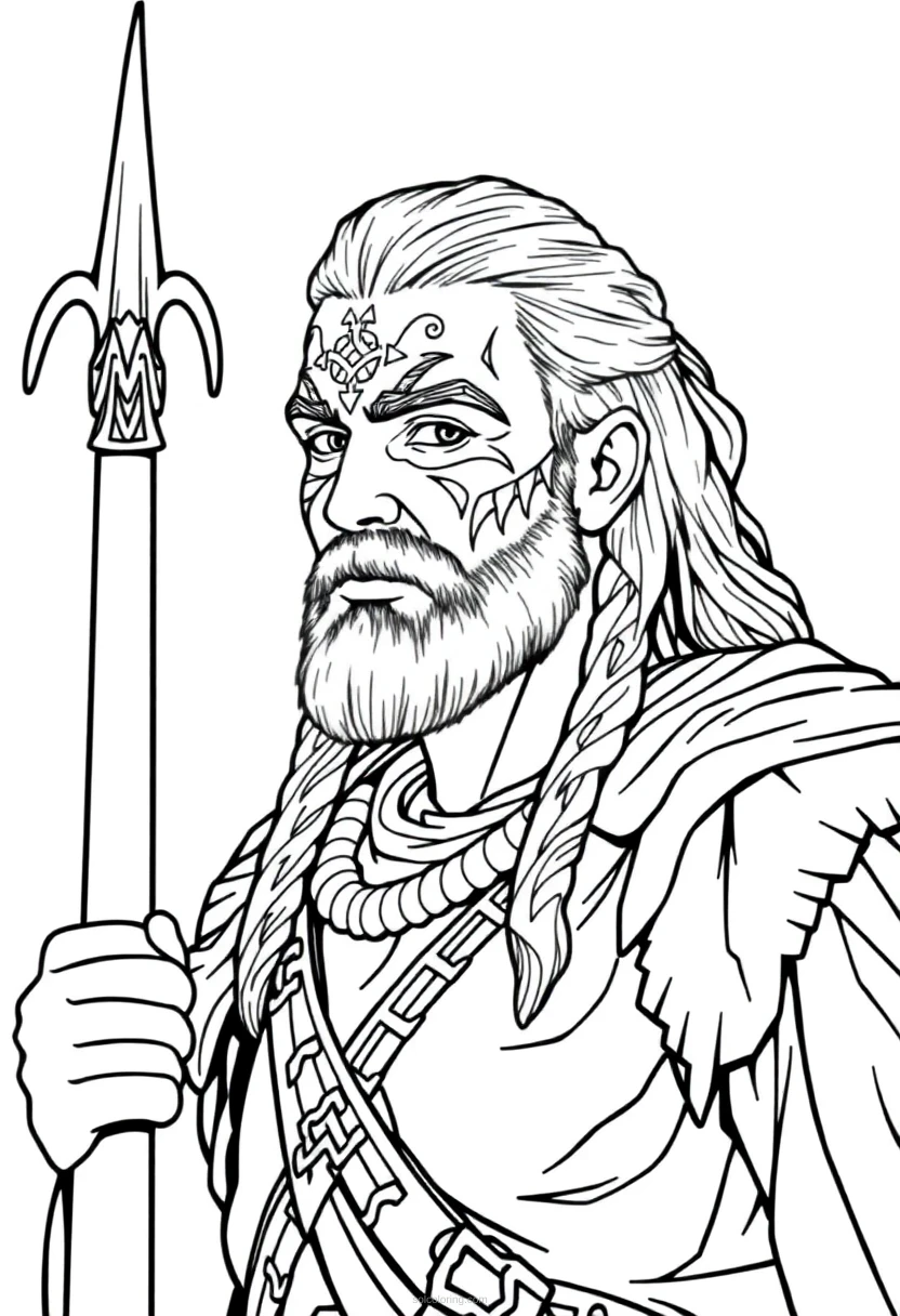 Celtic Warrior with War Paint coloring page for kids