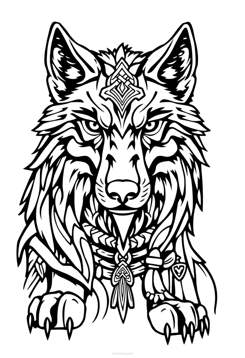 Celtic Wolf coloring page for kids