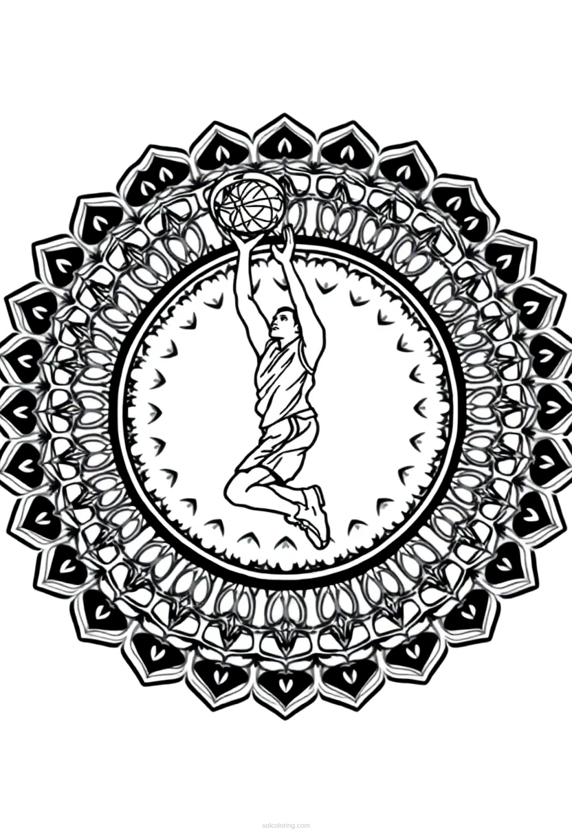 Center Player Dunking coloring page for kids