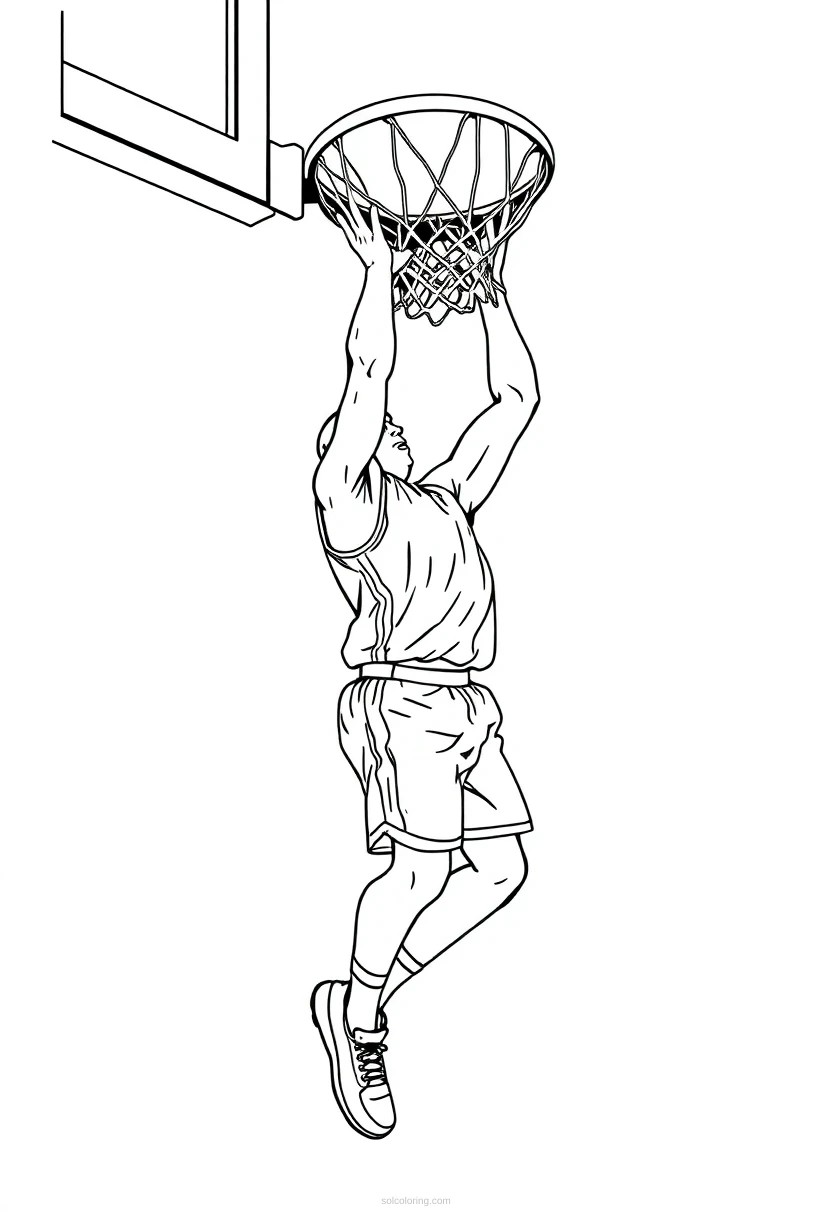 Center Player Dunking coloring page for kids