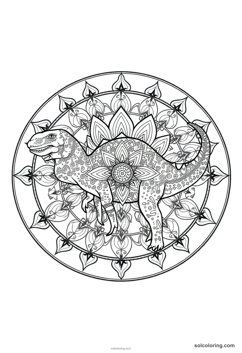 Mandala Ceratosaurus mandala coloring page for kids