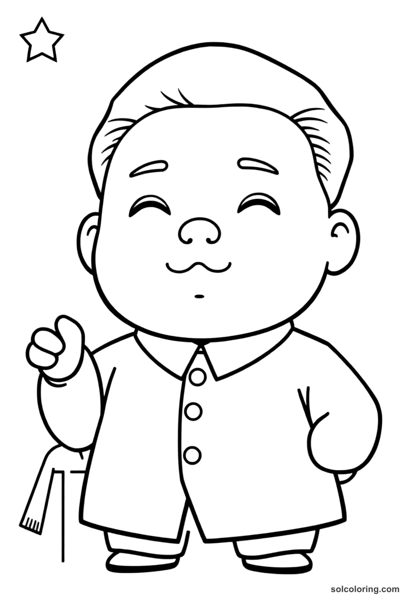 Chibi Chairman Mao Zedong Proclaiming the PRC coloring page, free printable chibi style