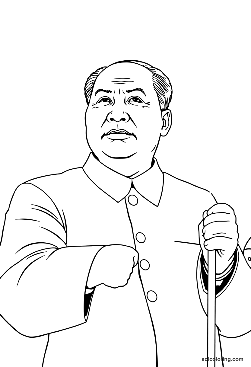 Chairman Mao Zedong Proclaiming the PRC coloring page, free printable detailed style