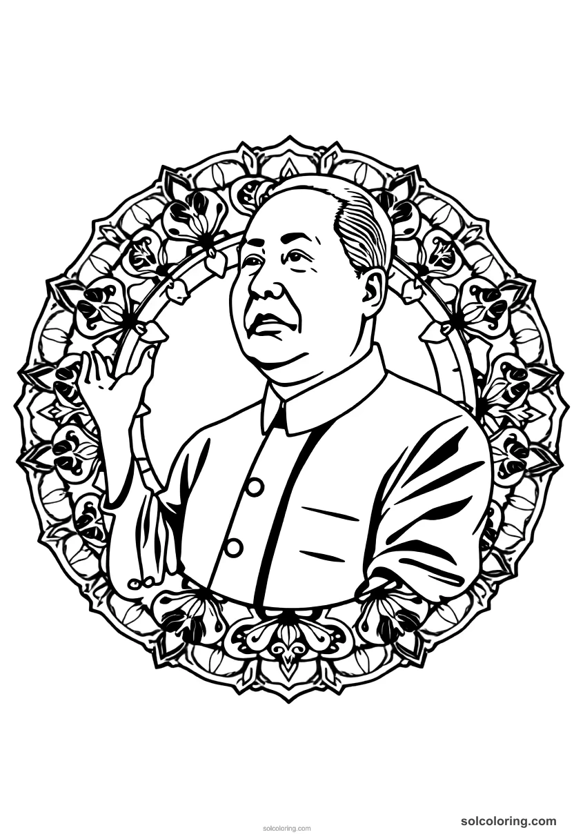 Chairman Mao Zedong Proclaiming the Prc mandala coloring page for kids