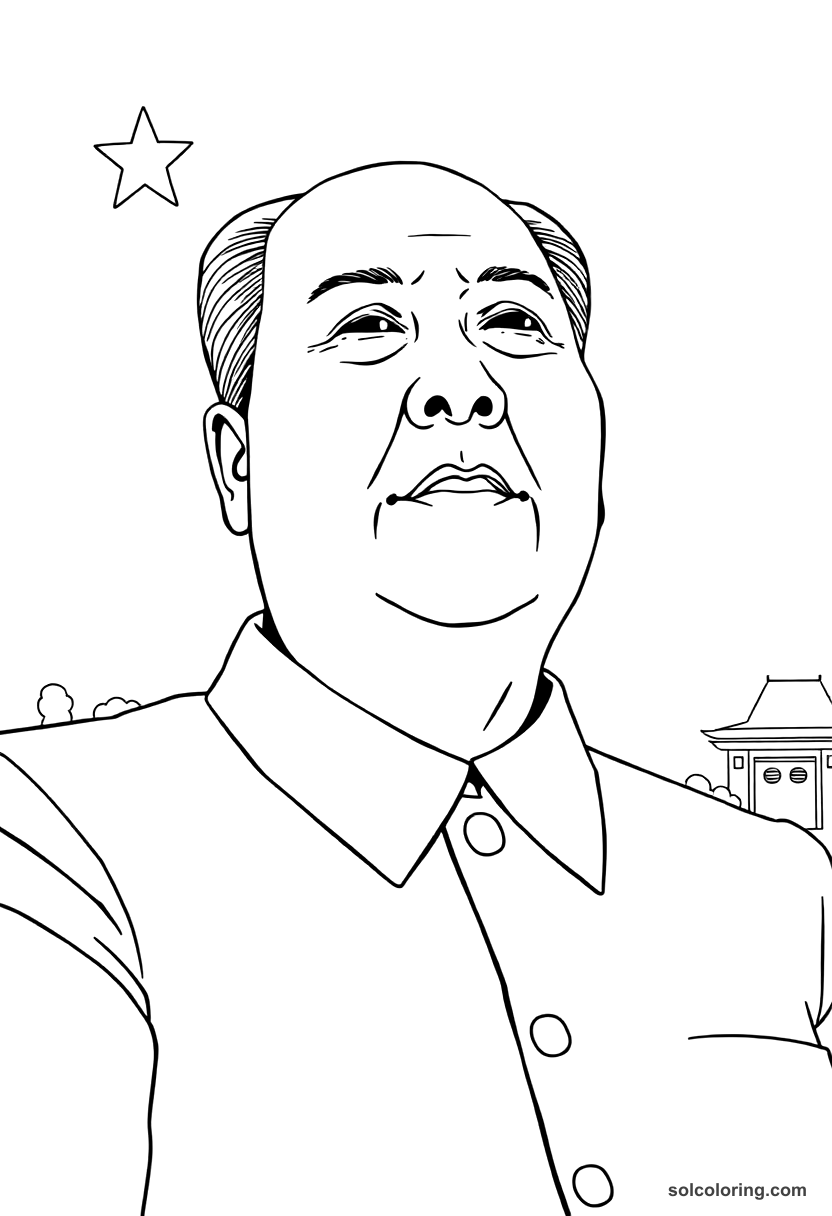 Chairman Mao Zedong Proclaiming the PRC coloring page, free printable realistic style