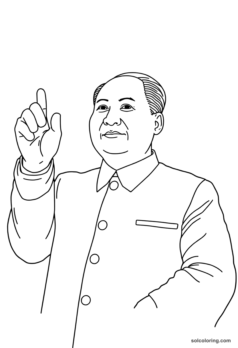 Simple Chairman Mao Zedong Proclaiming the PRC coloring page, free printable simple style