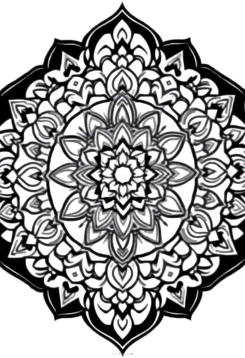 Chakra Energy Centers Mandala coloring page for kids