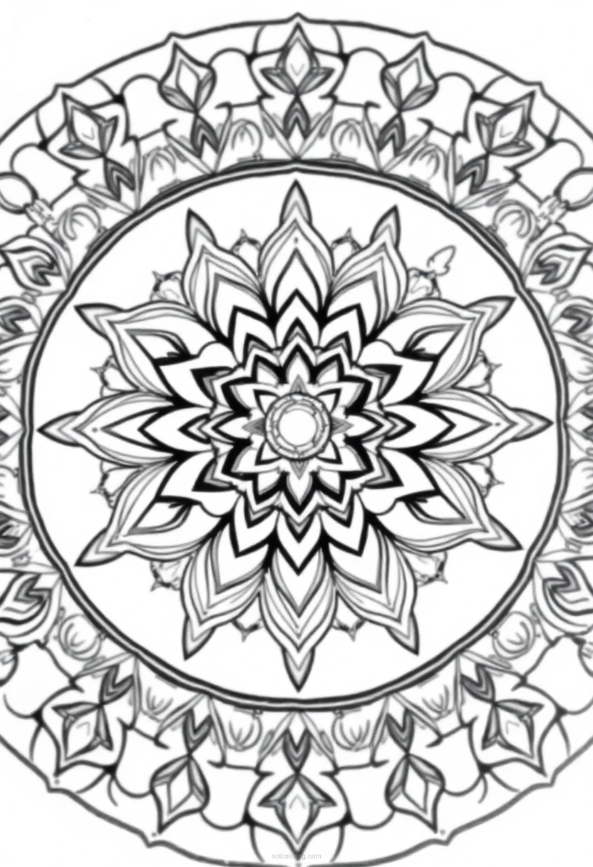 Chakra Energy Centers Mandala coloring page for kids