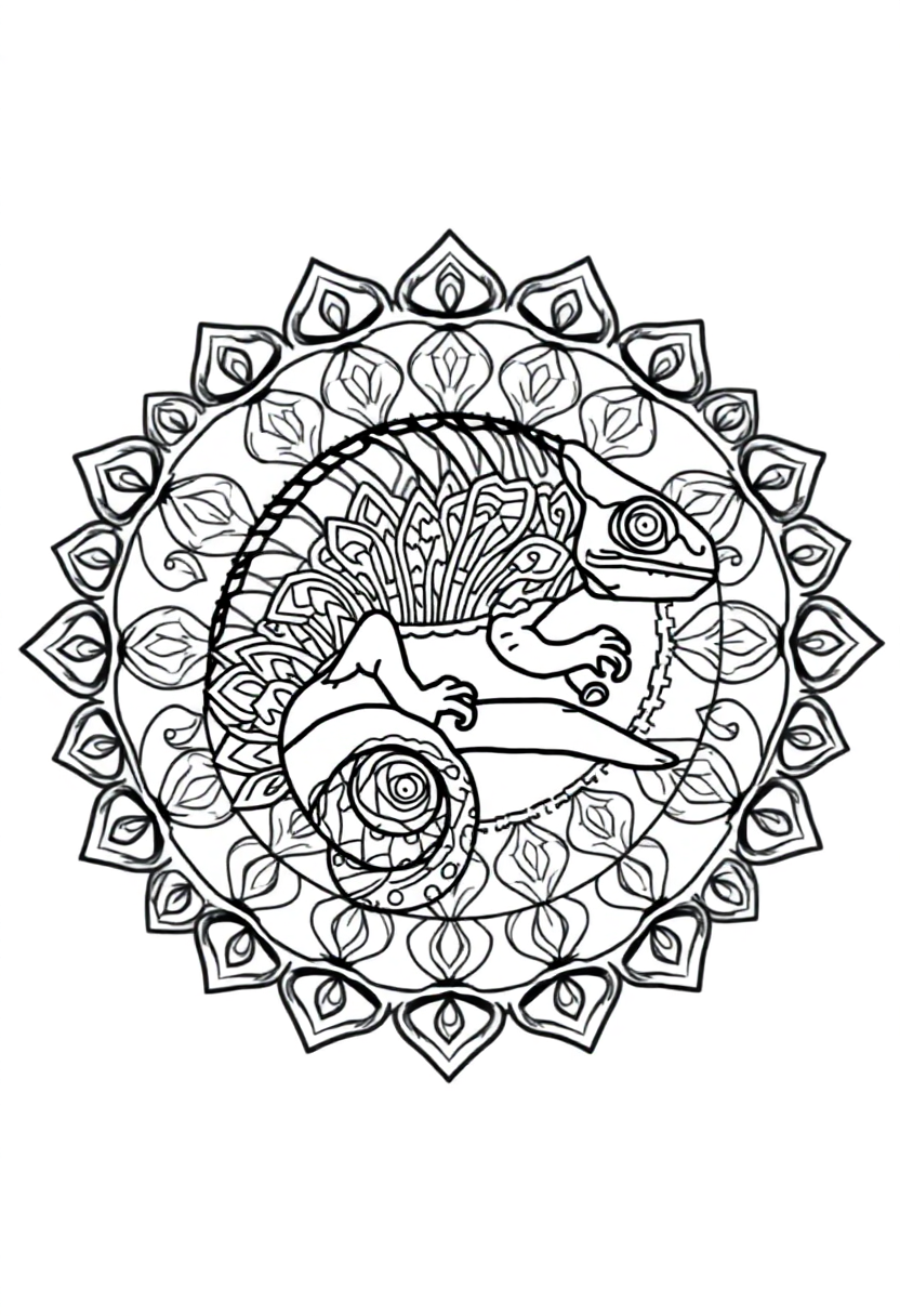 Chameleon coloring page, free printable