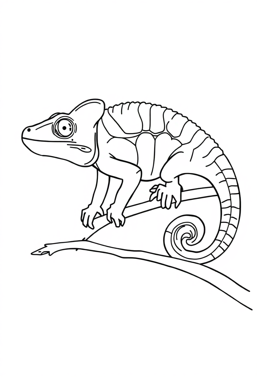 Chameleon coloring page, free printable