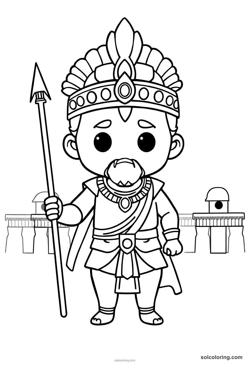Chibi Chandragupta Maurya Founding His Empire chibi coloring page for kids