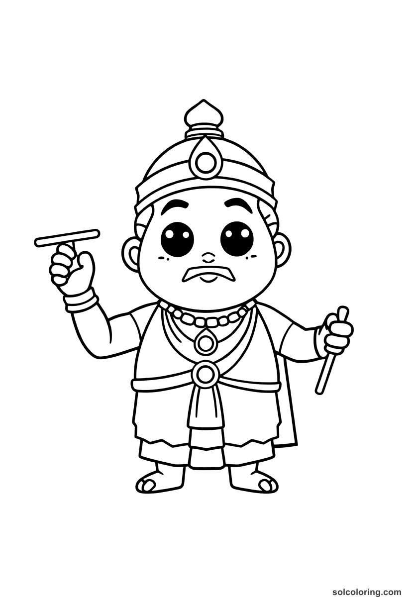 Cute Cartoon Chandragupta Maurya Founding His Empire coloring page, free printable cute cartoon style