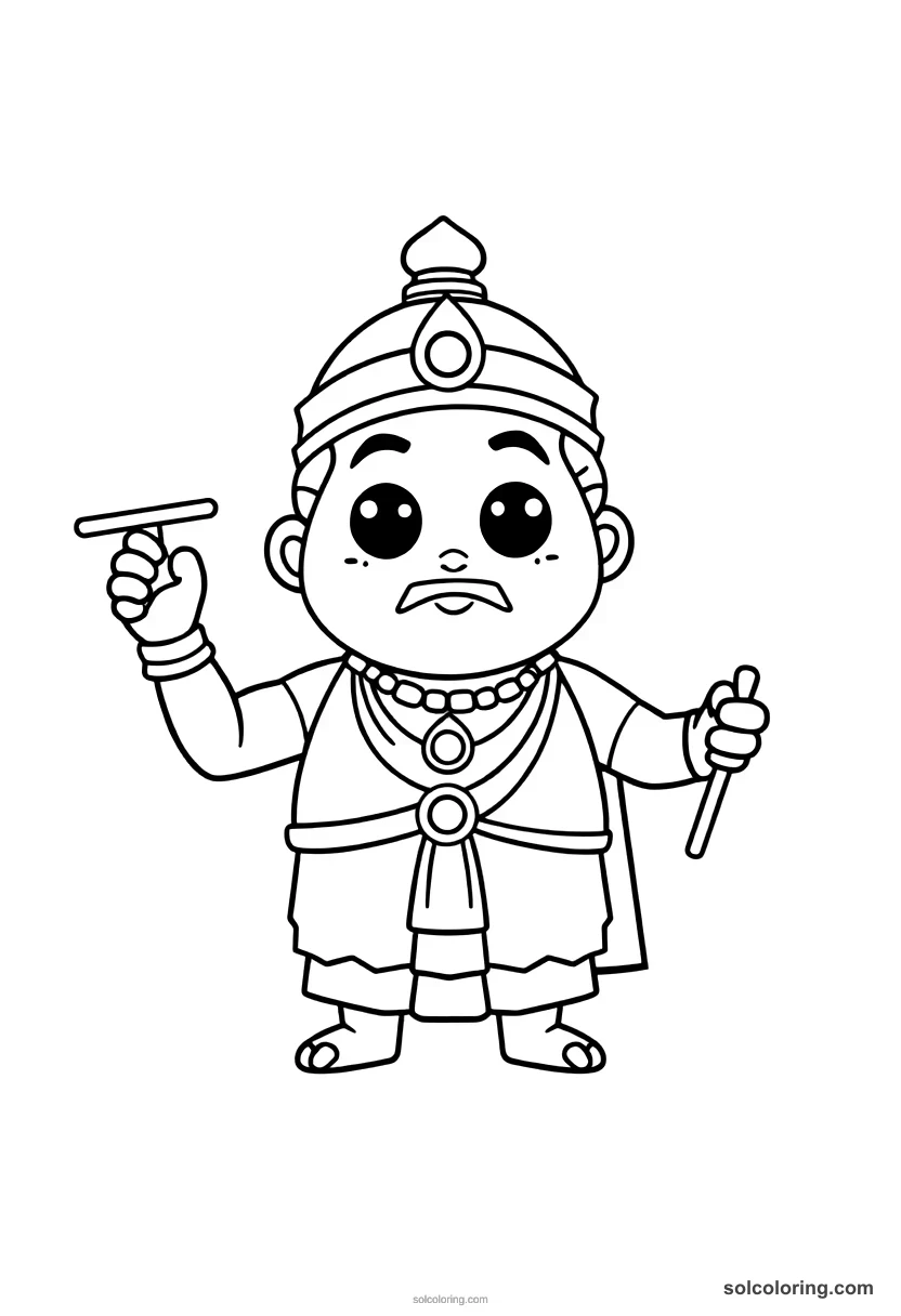 Cute Cartoon Chandragupta Maurya Founding His Empire cute cartoon coloring page for kids