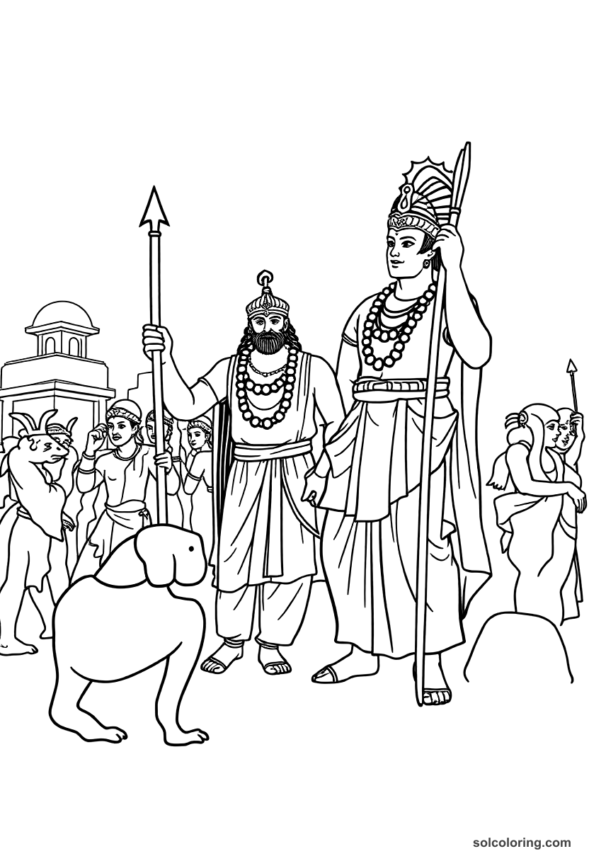 Simple Chandragupta Maurya Founding His Empire coloring page, free printable simple style