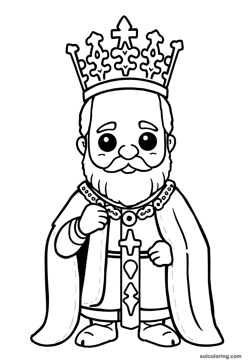 Cute Cartoon Charlemagne Being Crowned Holy Roman Emperor coloring page, free printable cute cartoon style