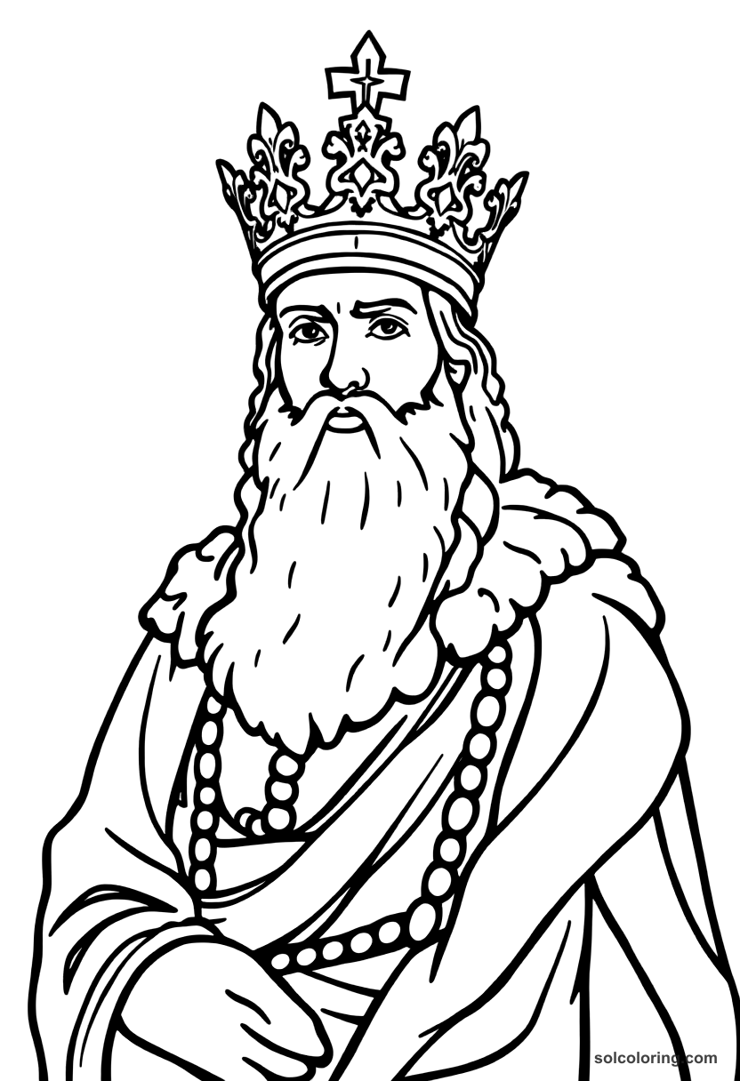 Simple Charlemagne Being Crowned Holy Roman Emperor coloring page, free printable simple style