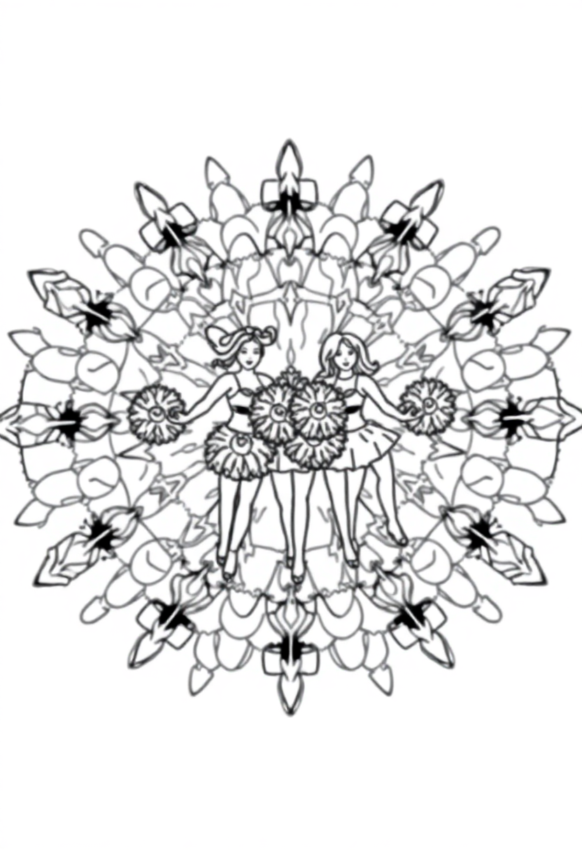 Cheerleaders with Pom Poms coloring page, free printable