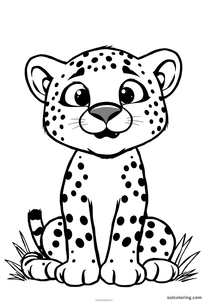 Cute Cartoon Cheetah cute cartoon coloring page for kids