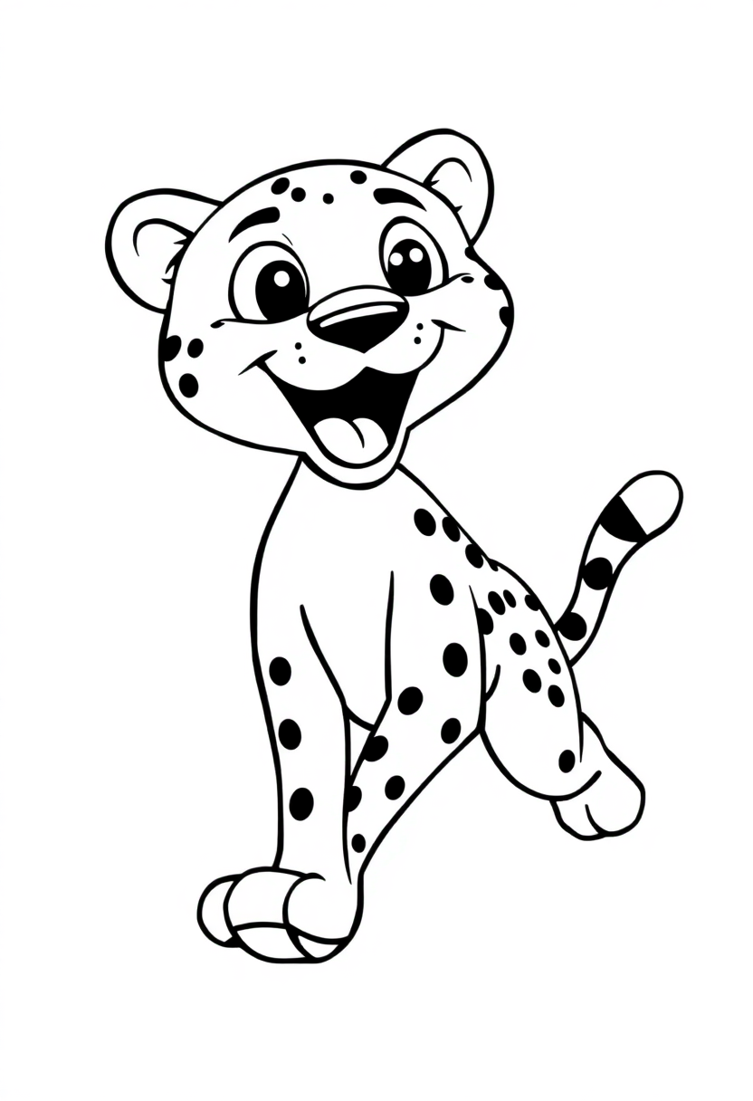 Cheetah Running coloring page, free printable