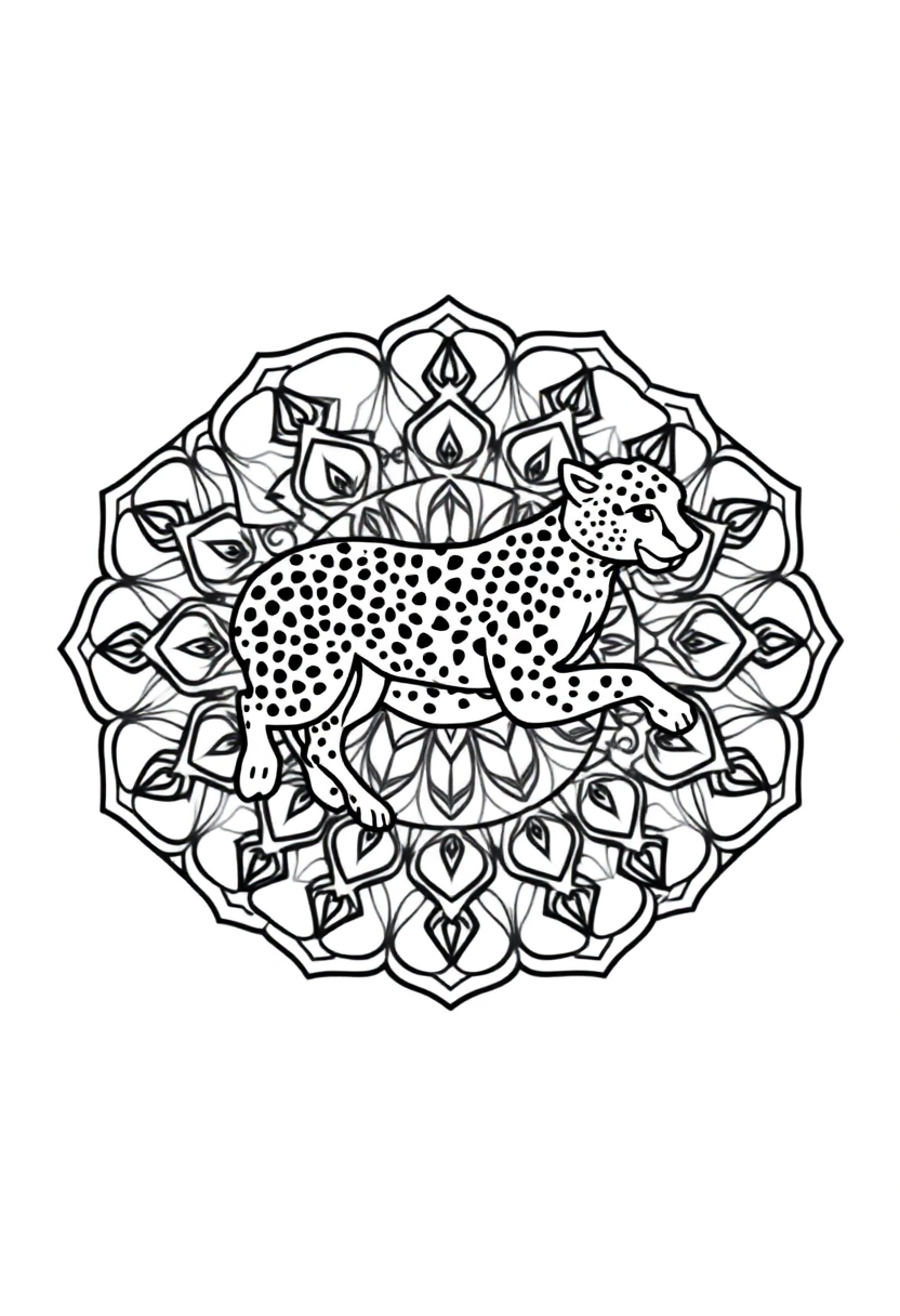 Cheetah Running coloring page, free printable