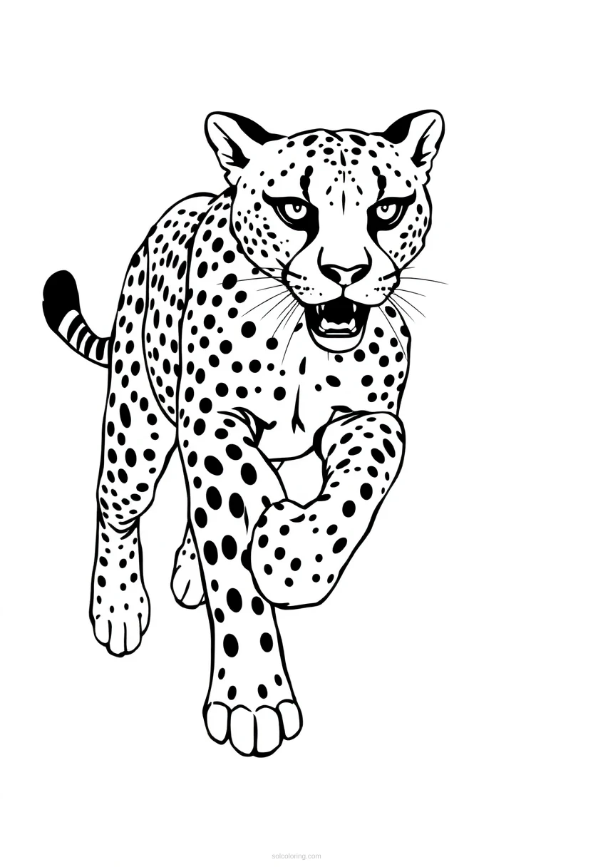 Cheetah Running coloring page for kids