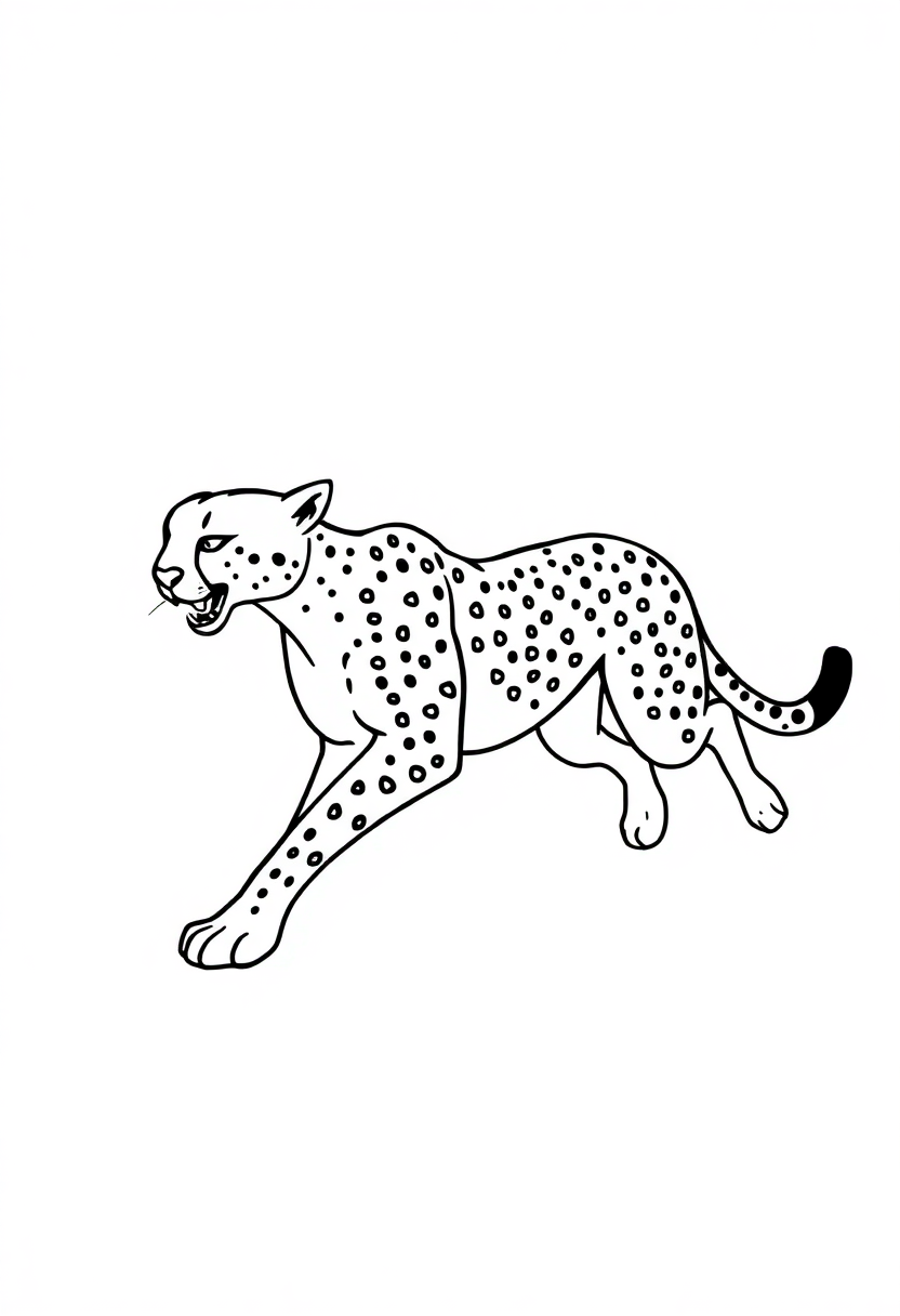 Cheetah Running coloring page, free printable