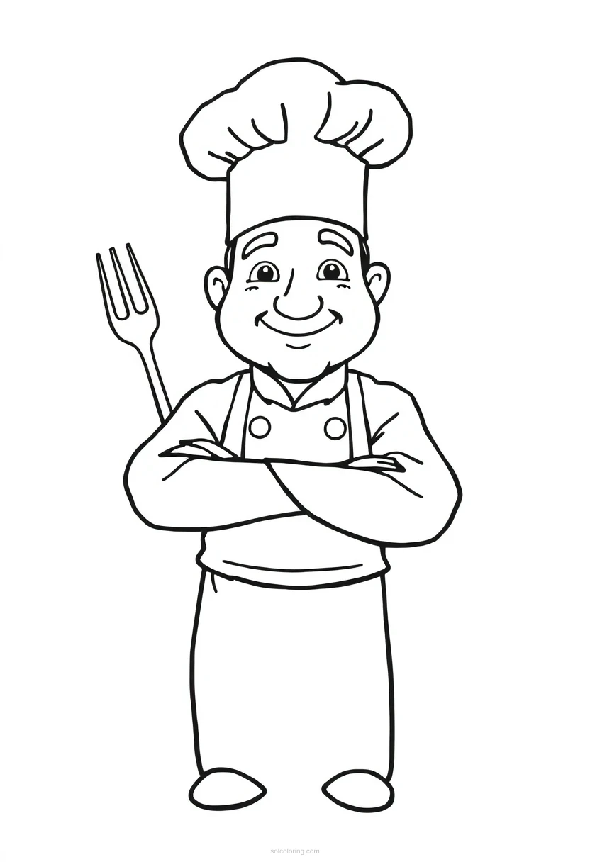 Chef coloring page for kids