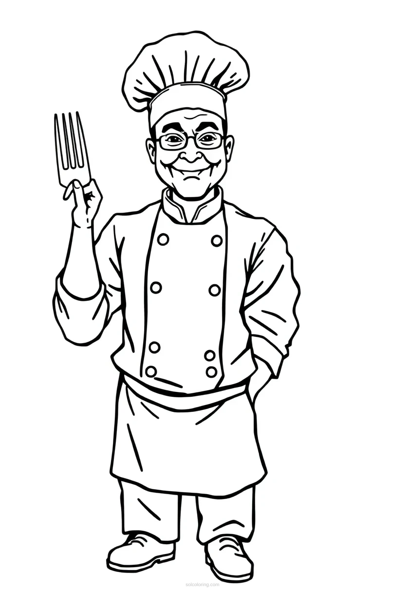 Chef coloring page for kids