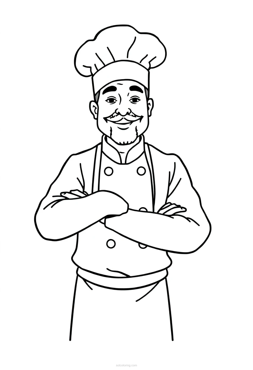 Chef coloring page for kids