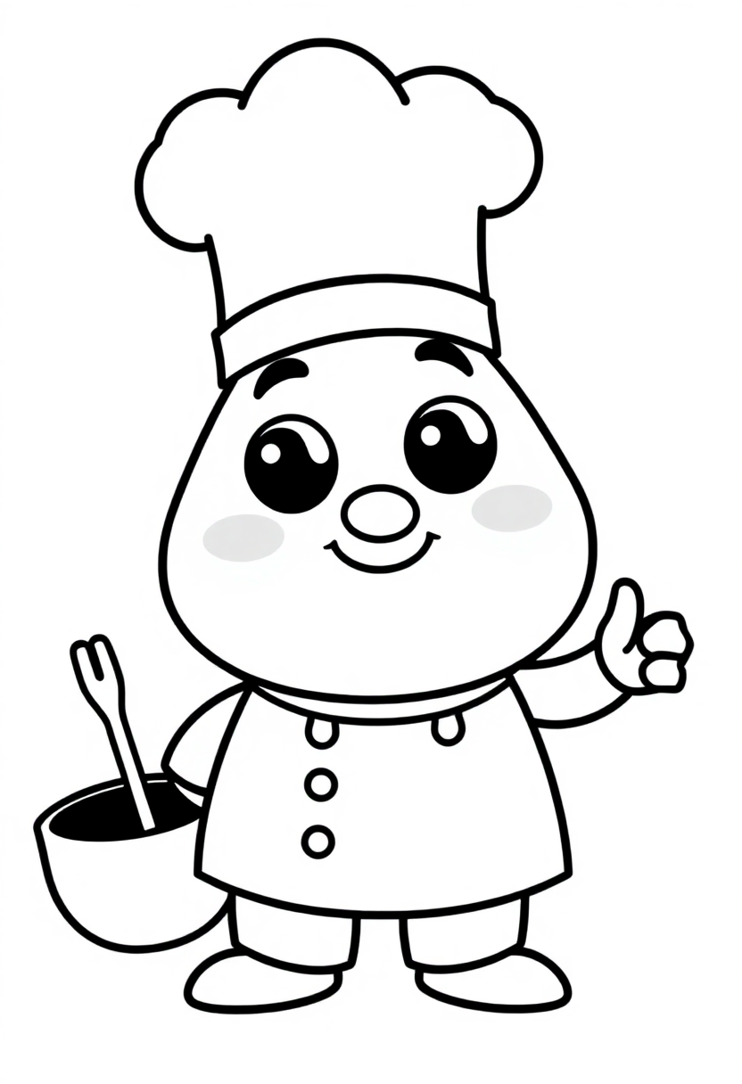 Chef coloring page, free printable